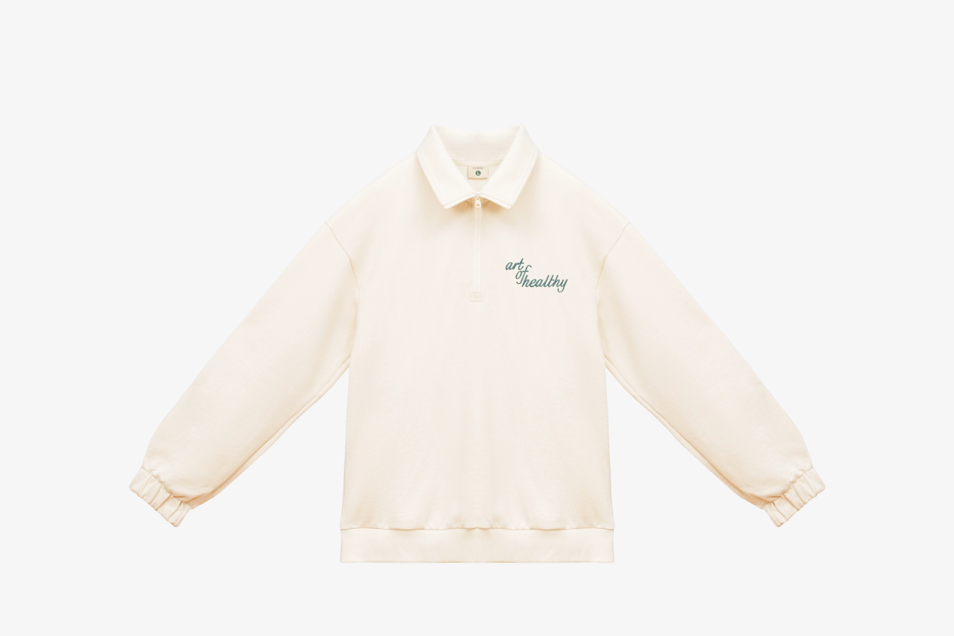 Толстовка с воротом на молнии унисекс, бежевая